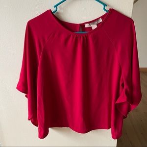 Forever 21 | red 3/4 sleeve roound neck flowy top size small